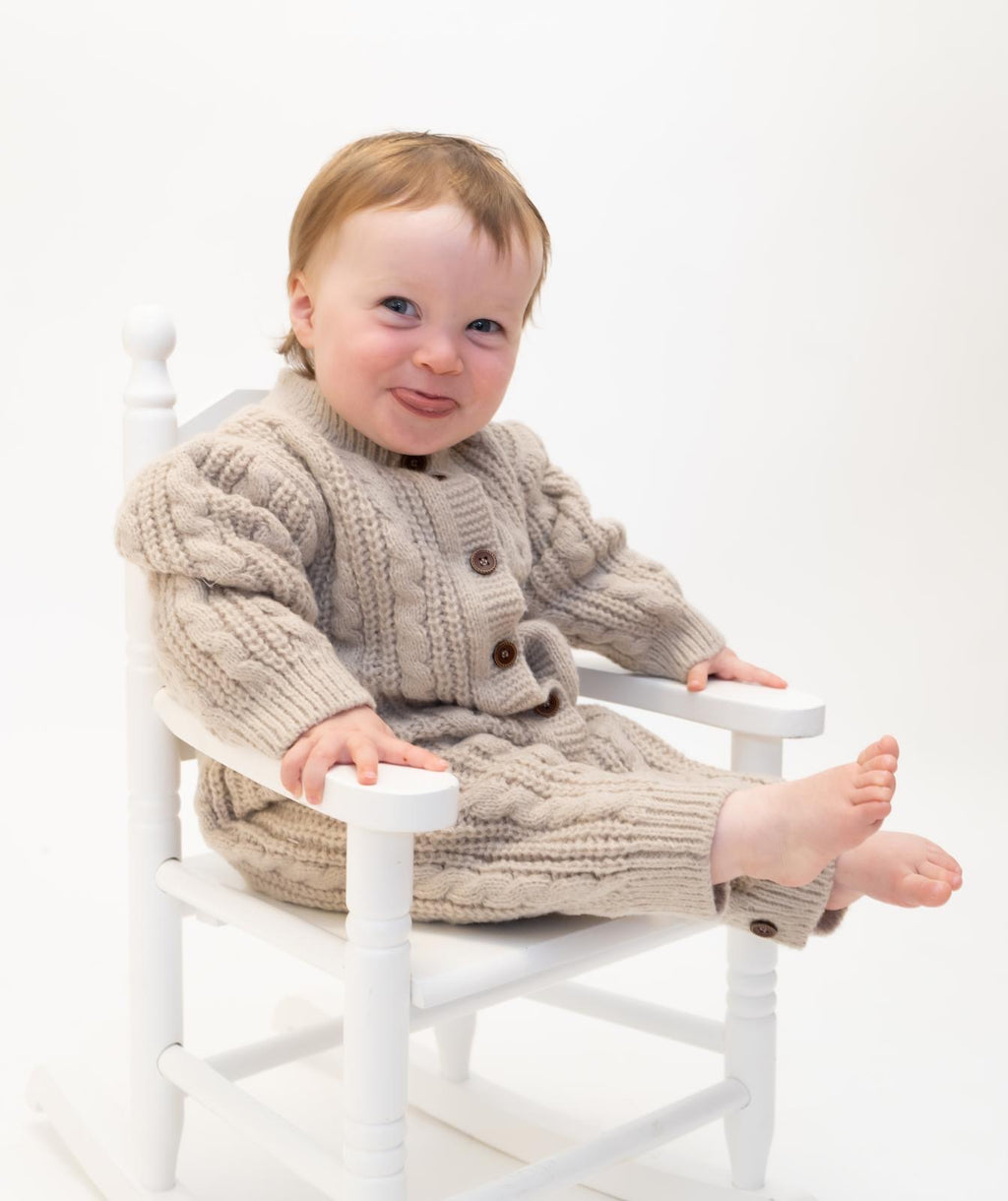 Neutral Unisex Soft Touch Cable Knit Romper