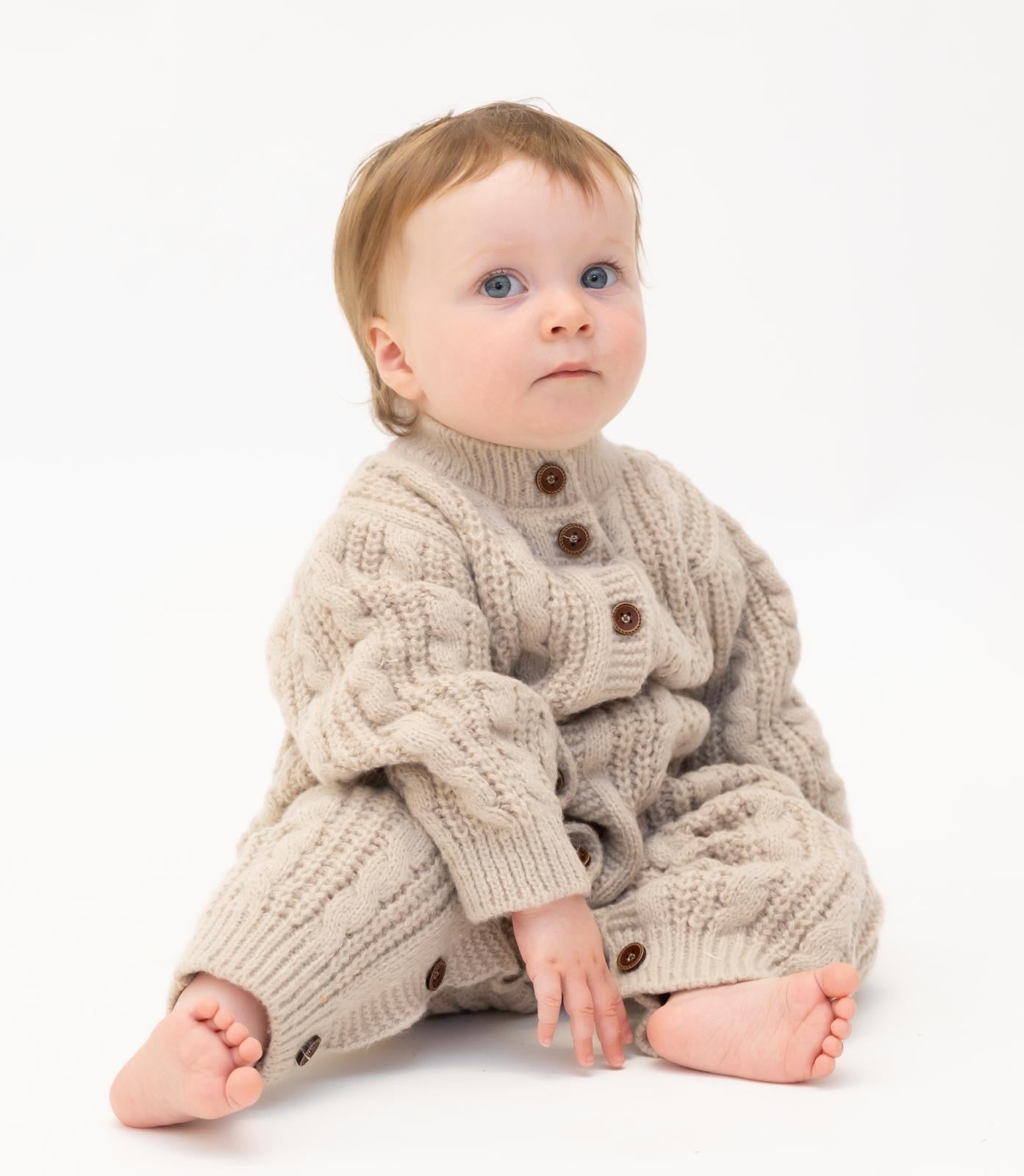 Neutral Unisex Soft Touch Cable Knit Romper
