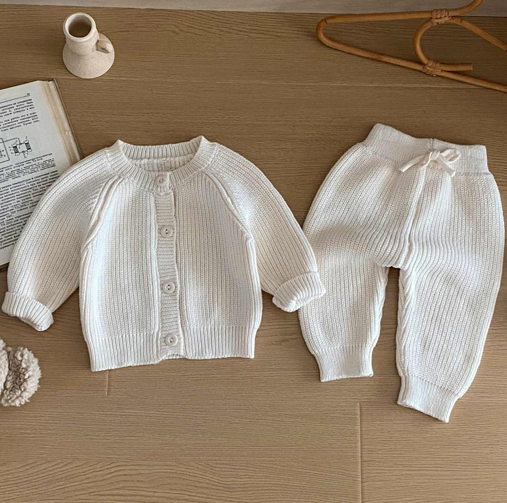 Unisex Sevva Ivory Knitted Two-Piece Set