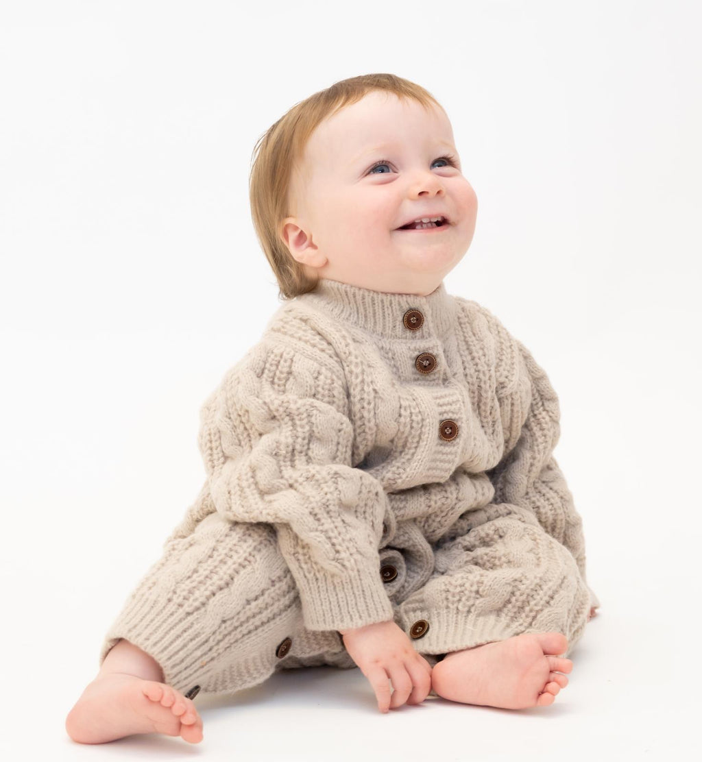 Neutral Unisex Soft Touch Cable Knit Romper