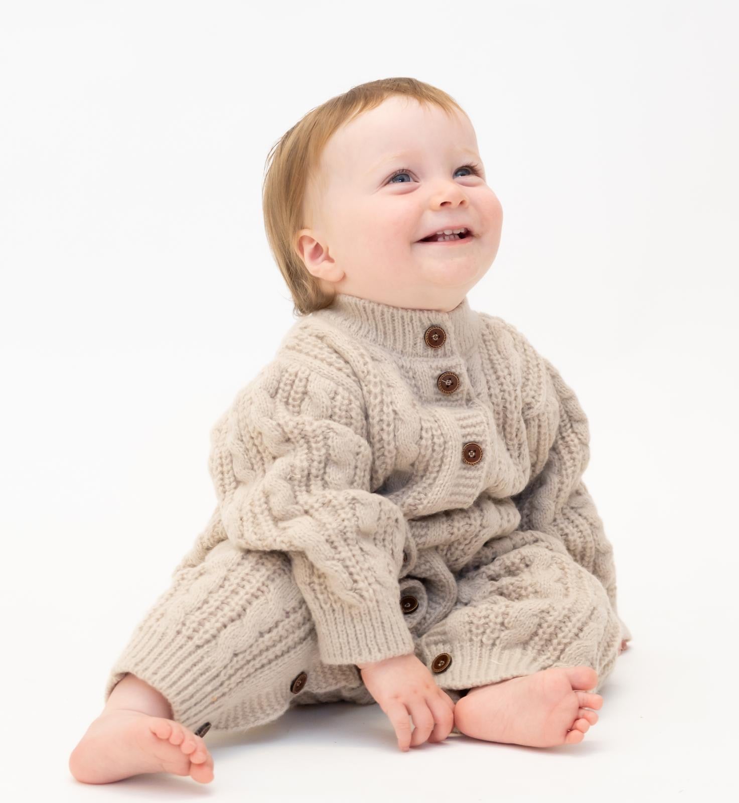 Neutral Unisex Soft Touch Cable Knit Romper