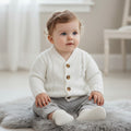 Nursery Time White Chunky Cable Knit Cardigan