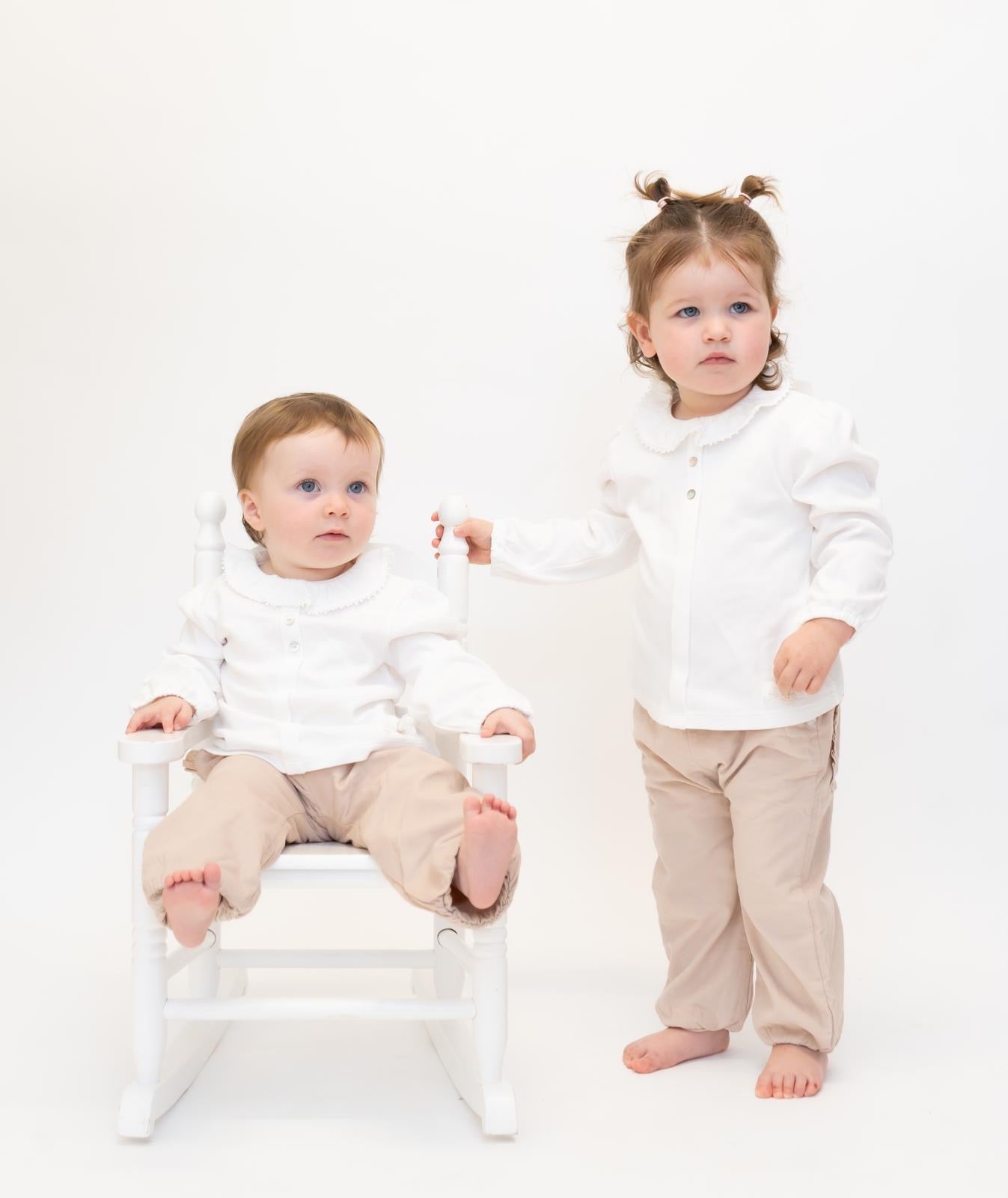 Girls Mintini Baby Cord Two-Piece Set in Ivory/Beige