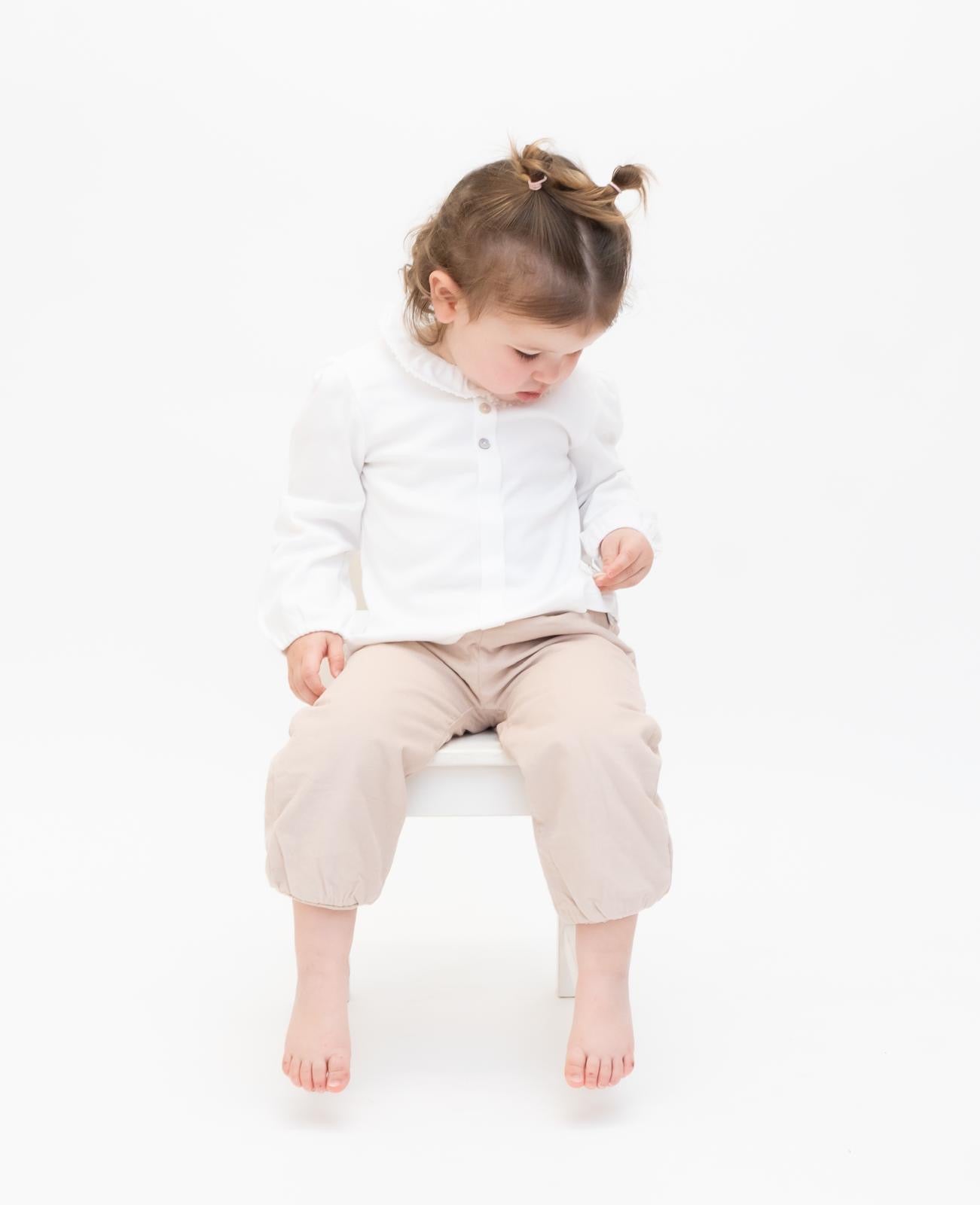 Girls Mintini Baby Cord Two-Piece Set in Ivory/Beige