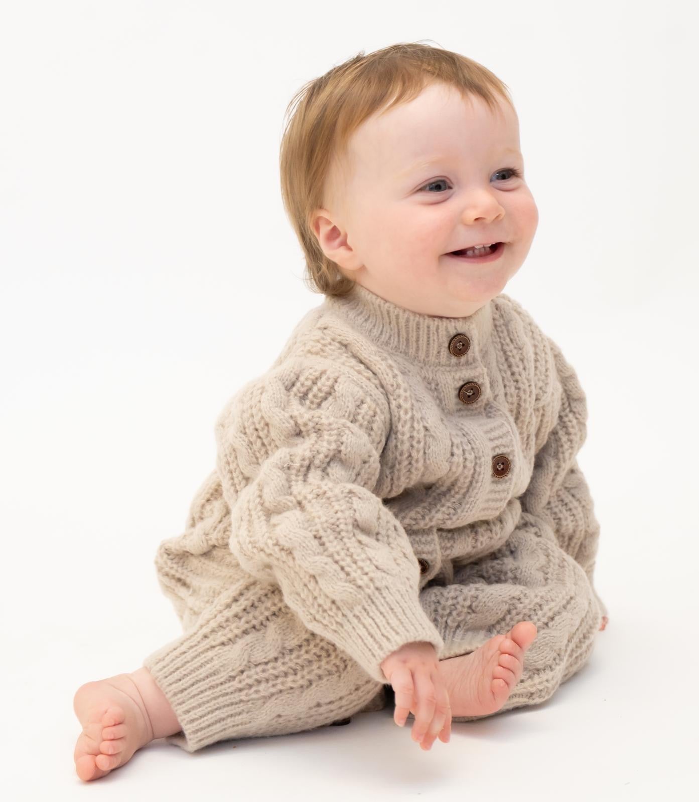 Neutral Unisex Soft Touch Cable Knit Romper