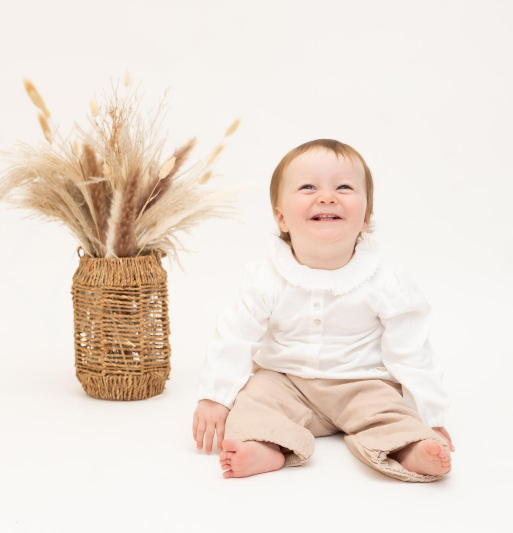 Girls Mintini Baby Cord Two-Piece Set in Ivory/Beige