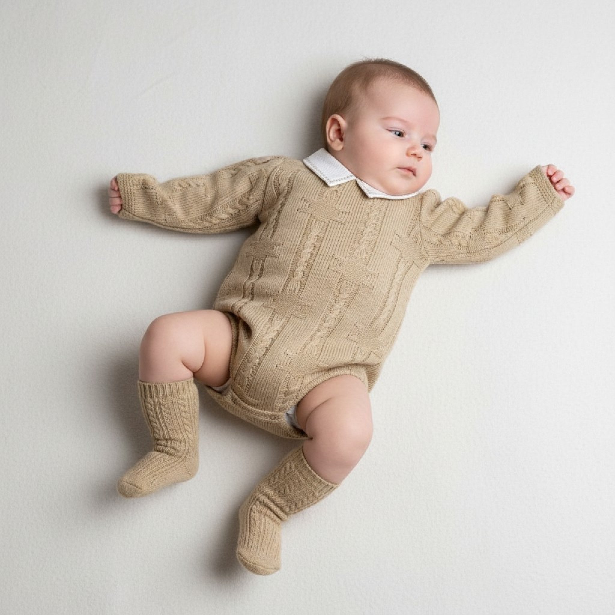 Boys Bee Bo Biscuit Star Knit Romper