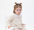 Girls Taupe Double Bow Cardigan