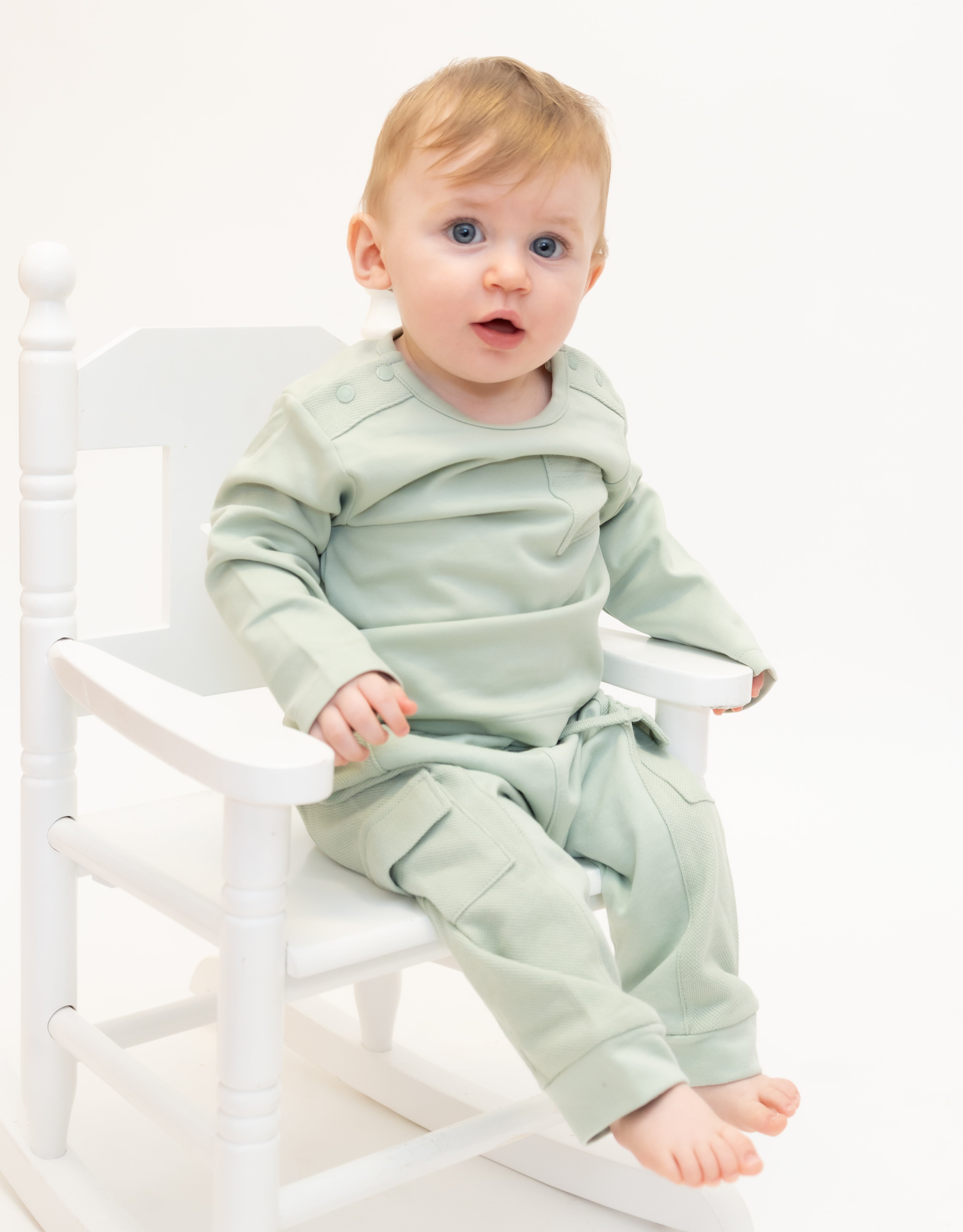 Boys Mintini Baby Boys Sage Two-Piece Pocket Detail Set